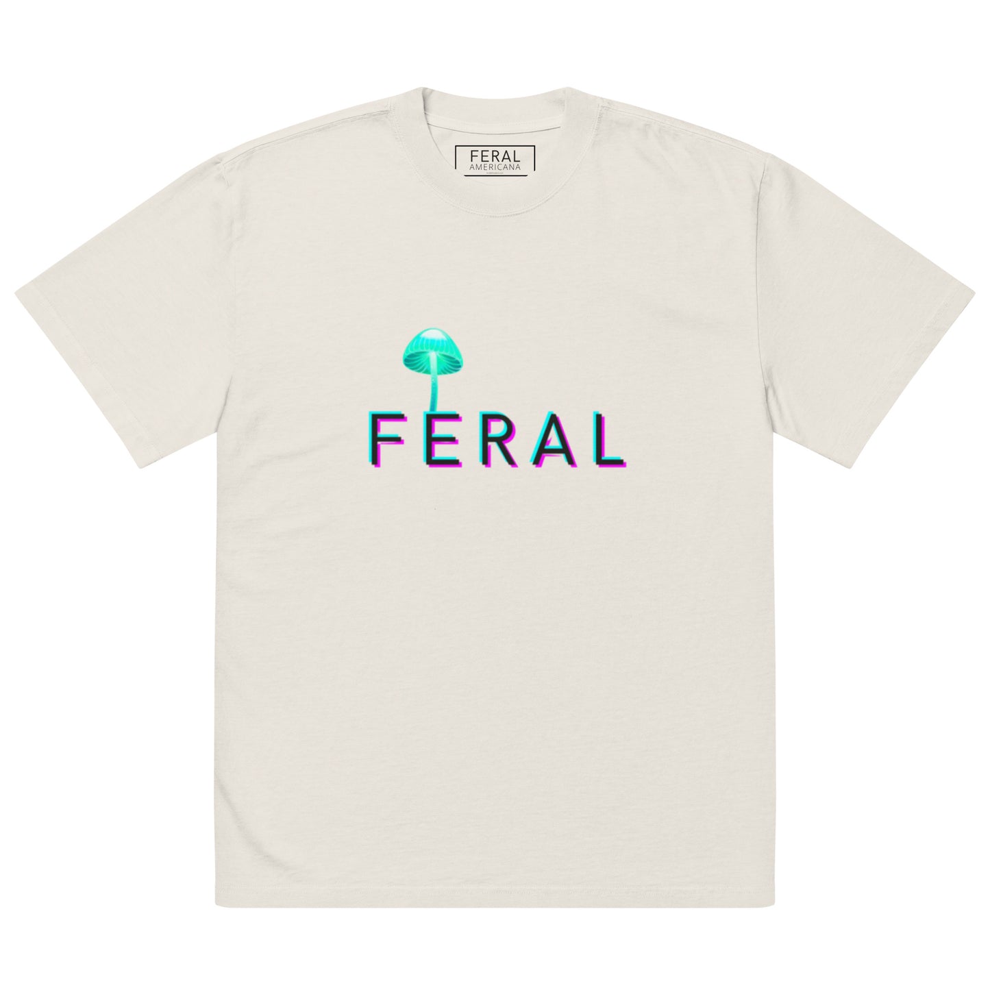 FERAL Trippy Mushroom Oversized faded t-shirt